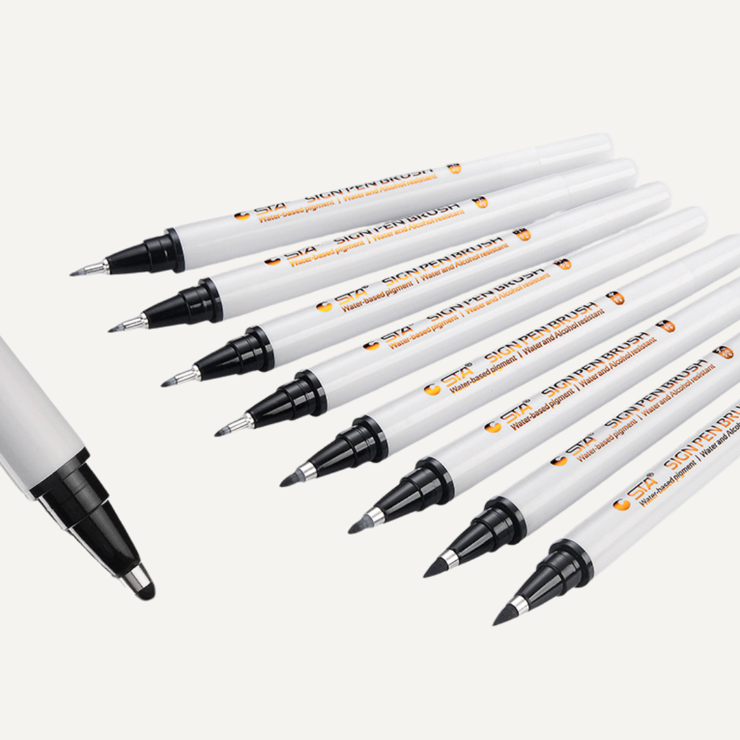 Artist 8-Pack Coloring Pens — Fine, Medium & Broad Tips