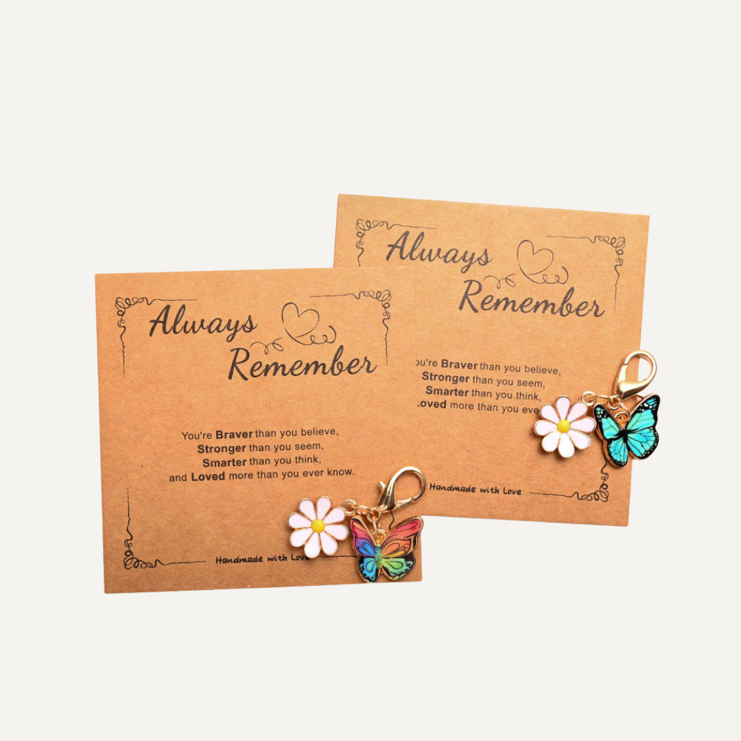 Always Remember – Butterfly & Daisy Keychain
