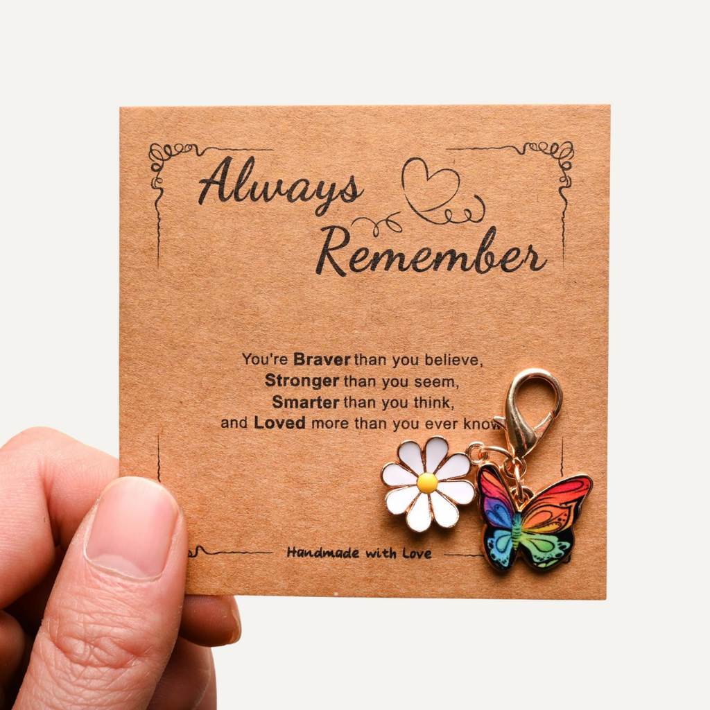 Always Remember – Butterfly & Daisy Keychain