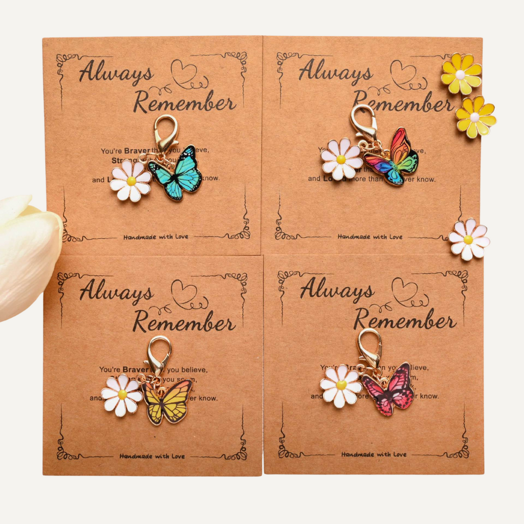 Always Remember – Butterfly & Daisy Keychain