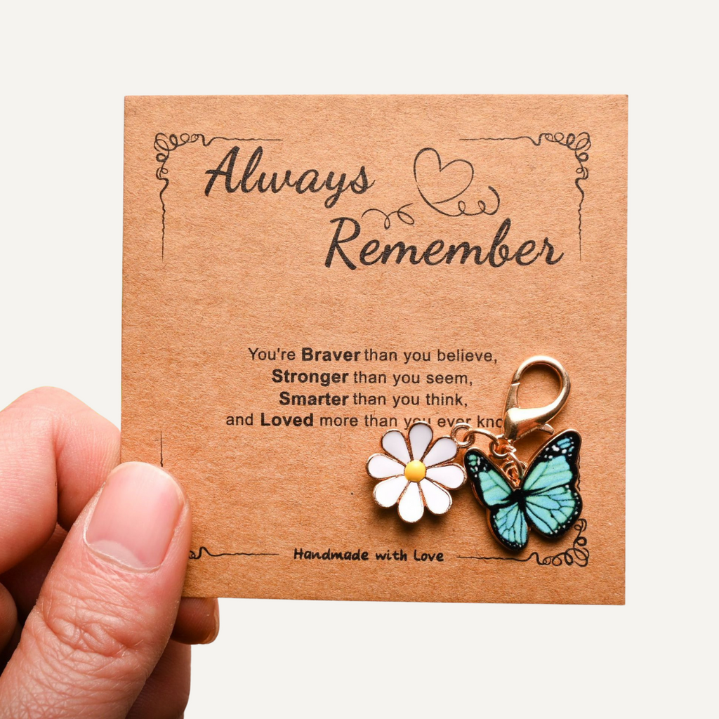 Always Remember – Butterfly & Daisy Keychain