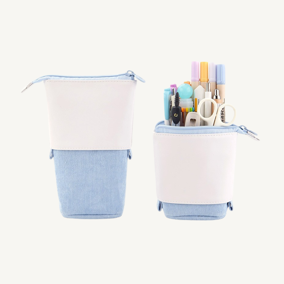 Corduroy Standing Pencil Case – Minimal Desk Organizer